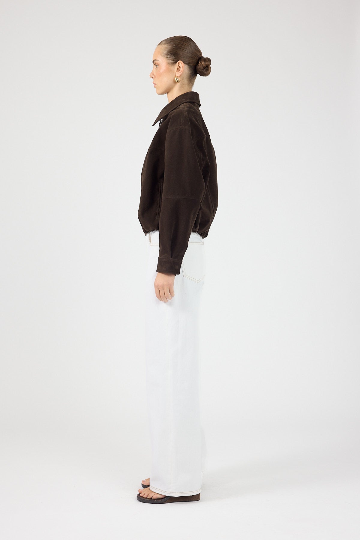 Faux Suede Jacket Chocolate Brown