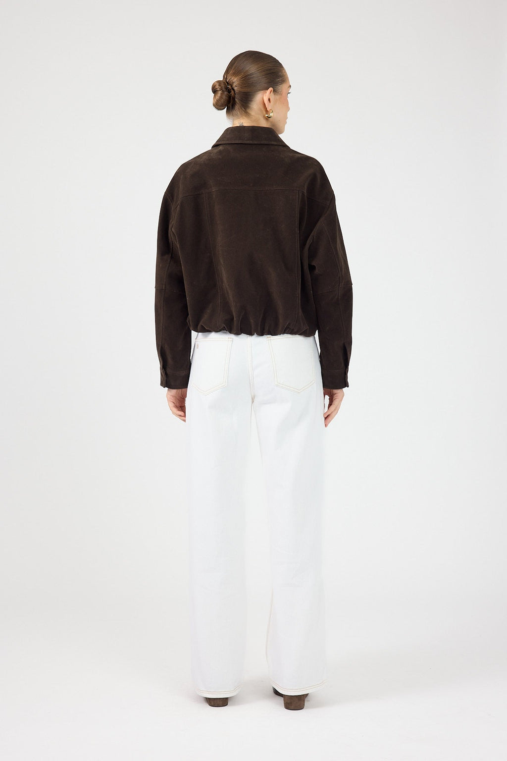 Faux Suede Jacket Chocolate Brown