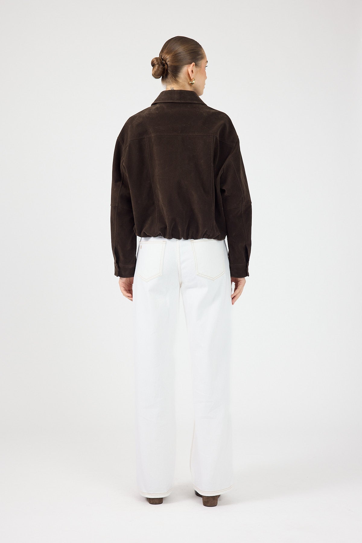 Faux Suede Jacket Chocolate Brown