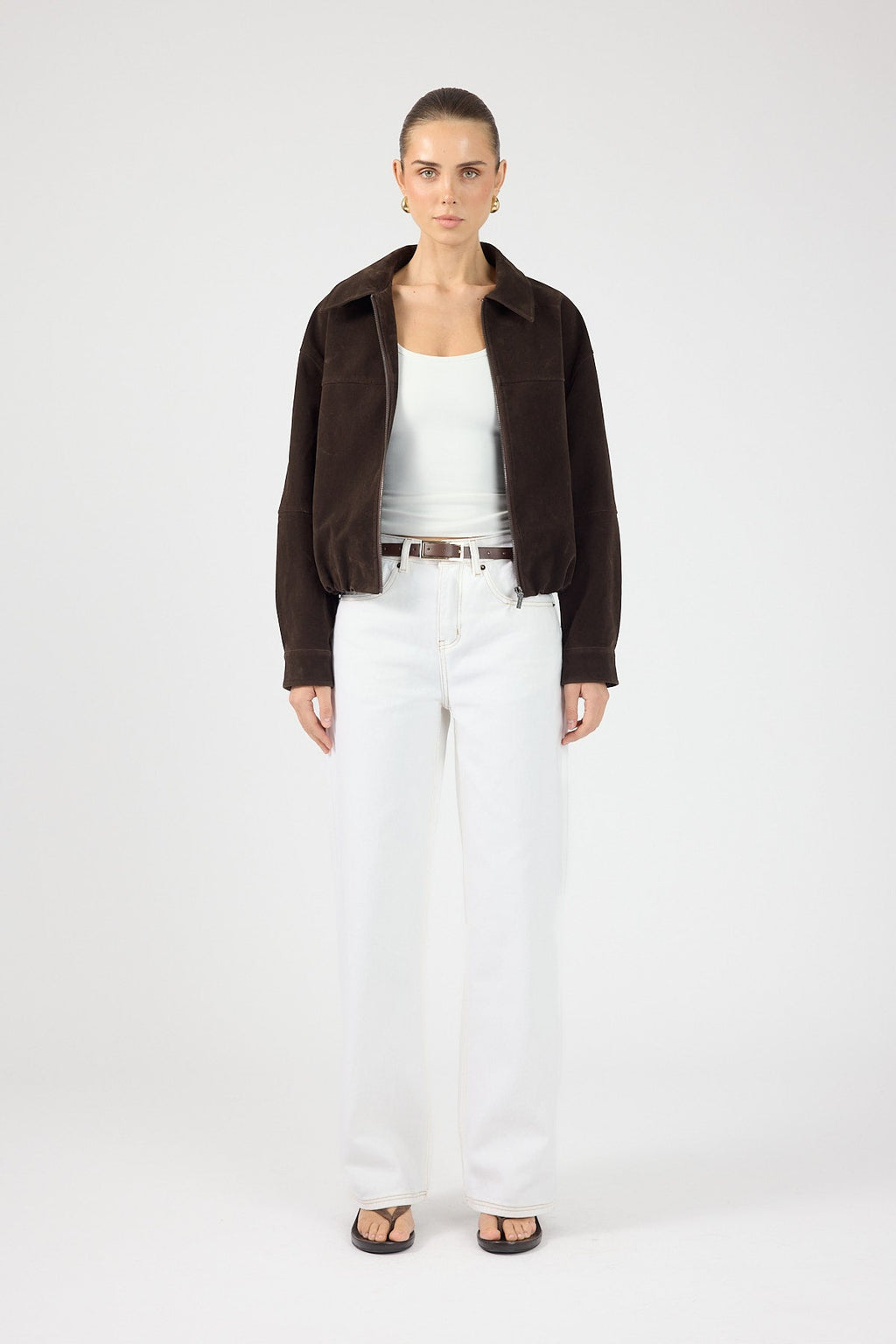 Faux Suede Jacket Chocolate Brown
