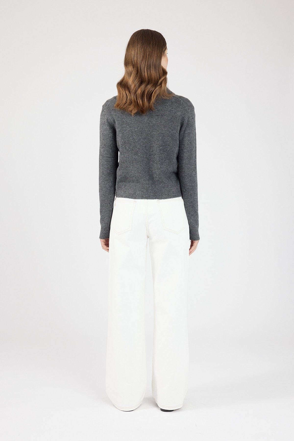 Collared Knit Cardigan Charcoal