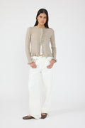 Frill Knit Cardigan Taupe