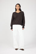 V-neck Knit Jumper Brown