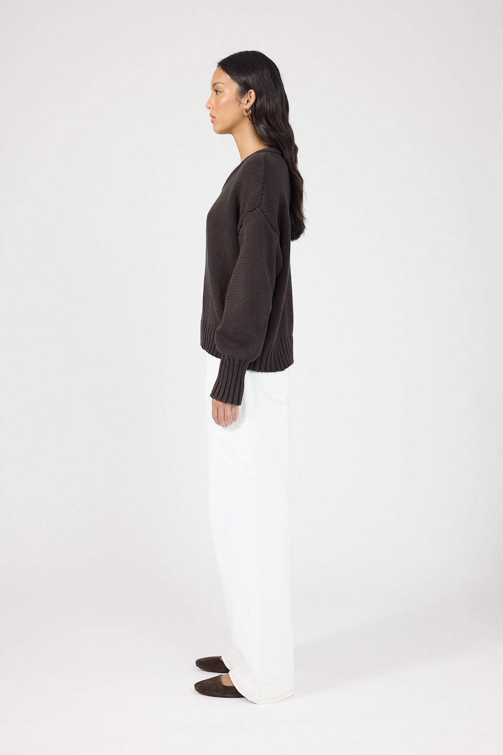 V-neck Knit Jumper Brown