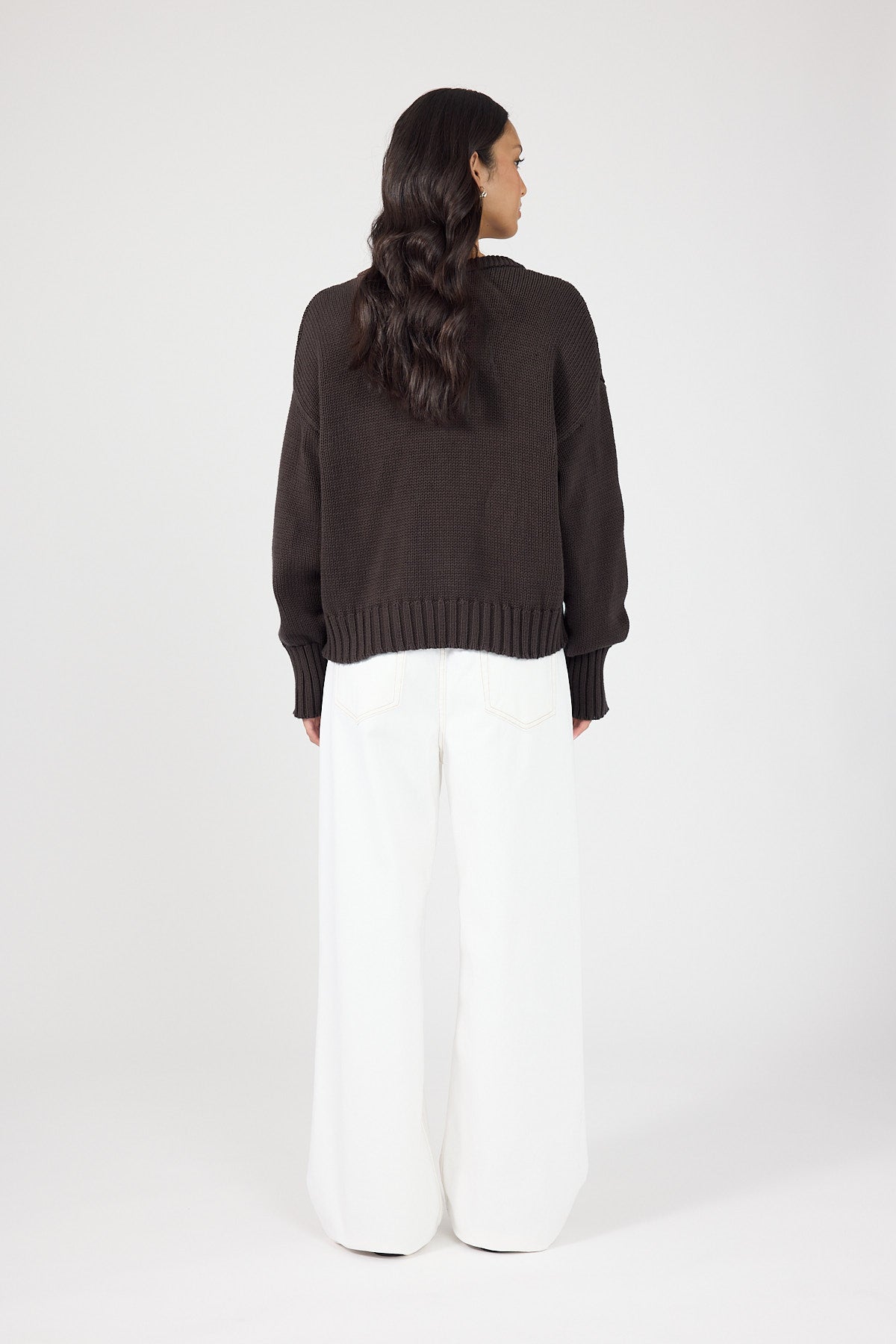 V-neck Knit Jumper Brown