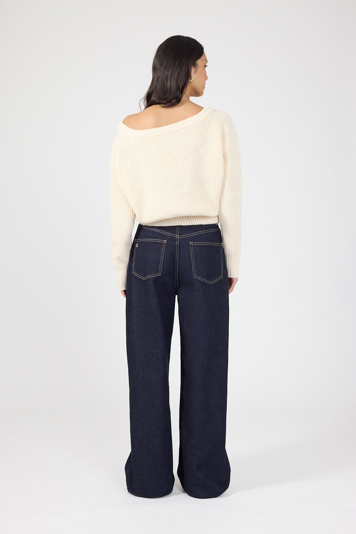 Off Shoulder Knit Jumper Cream