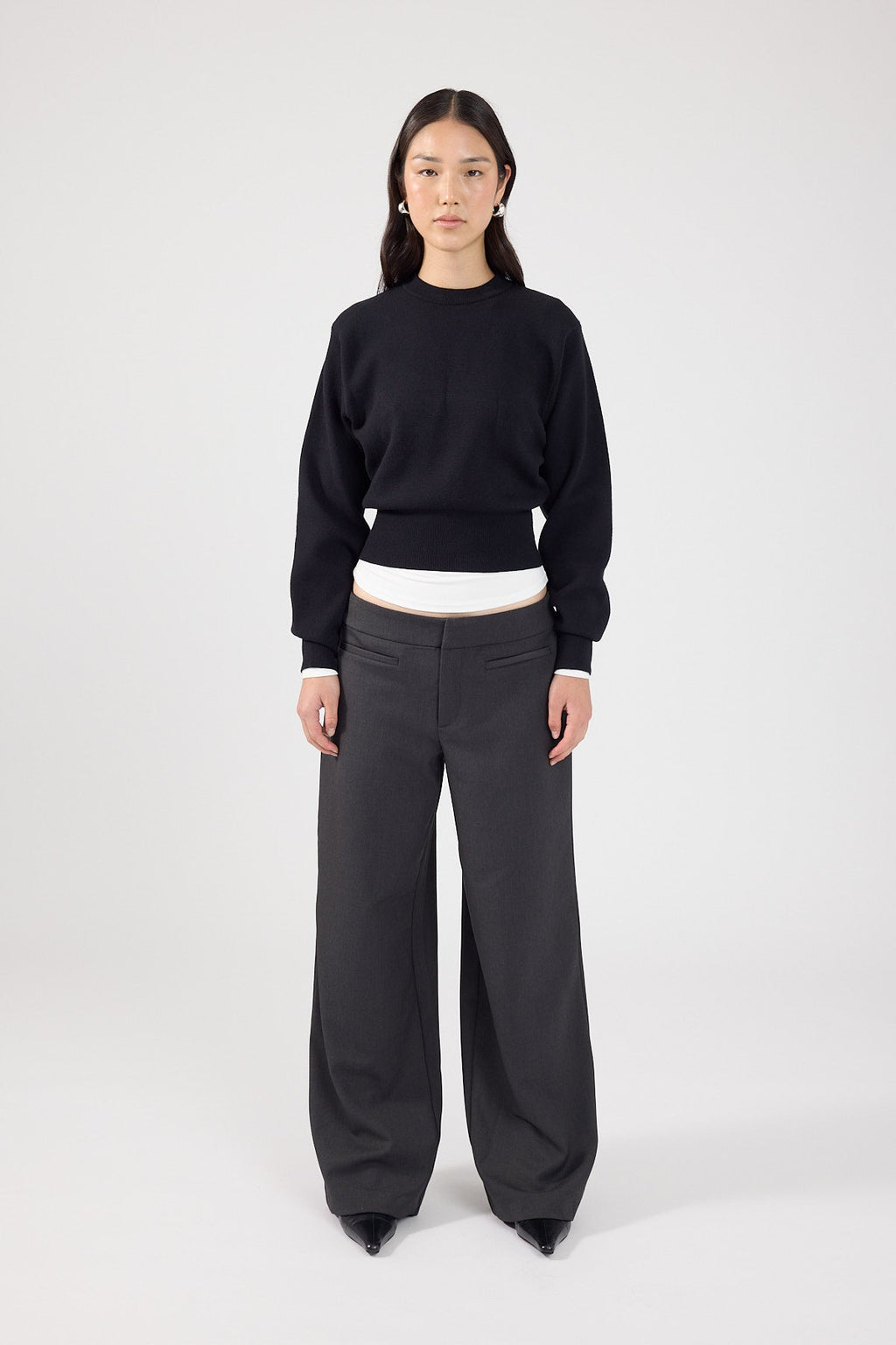 Crew Neck Knit Jumper Black