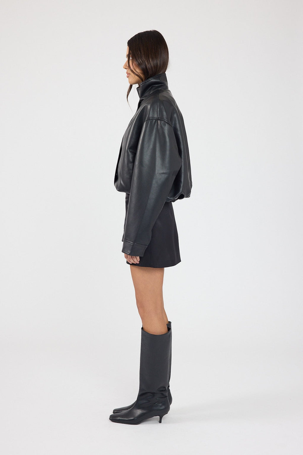 Satin Mid Rise Mini Skirt Black