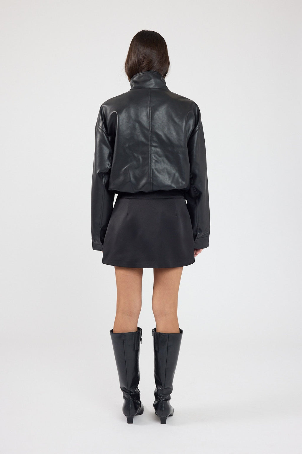 Satin Mid Rise Mini Skirt Black