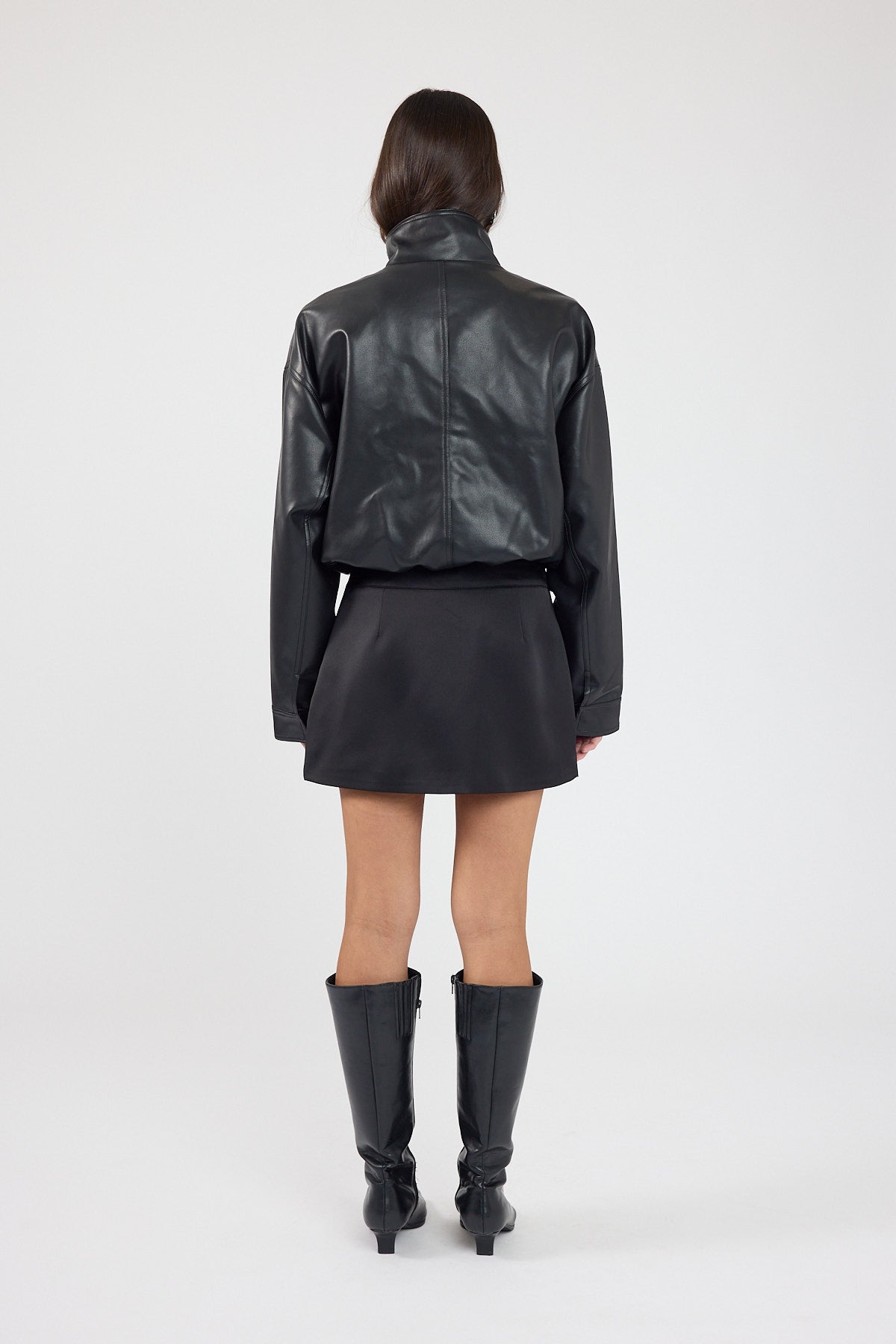 Satin Mid Rise Mini Skirt Black