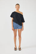 Crochet Mini Shorts Blue Stripe