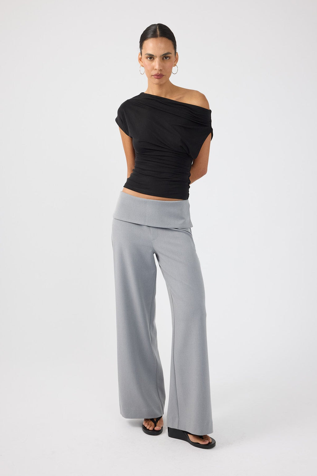 Fold Over Pant Grey