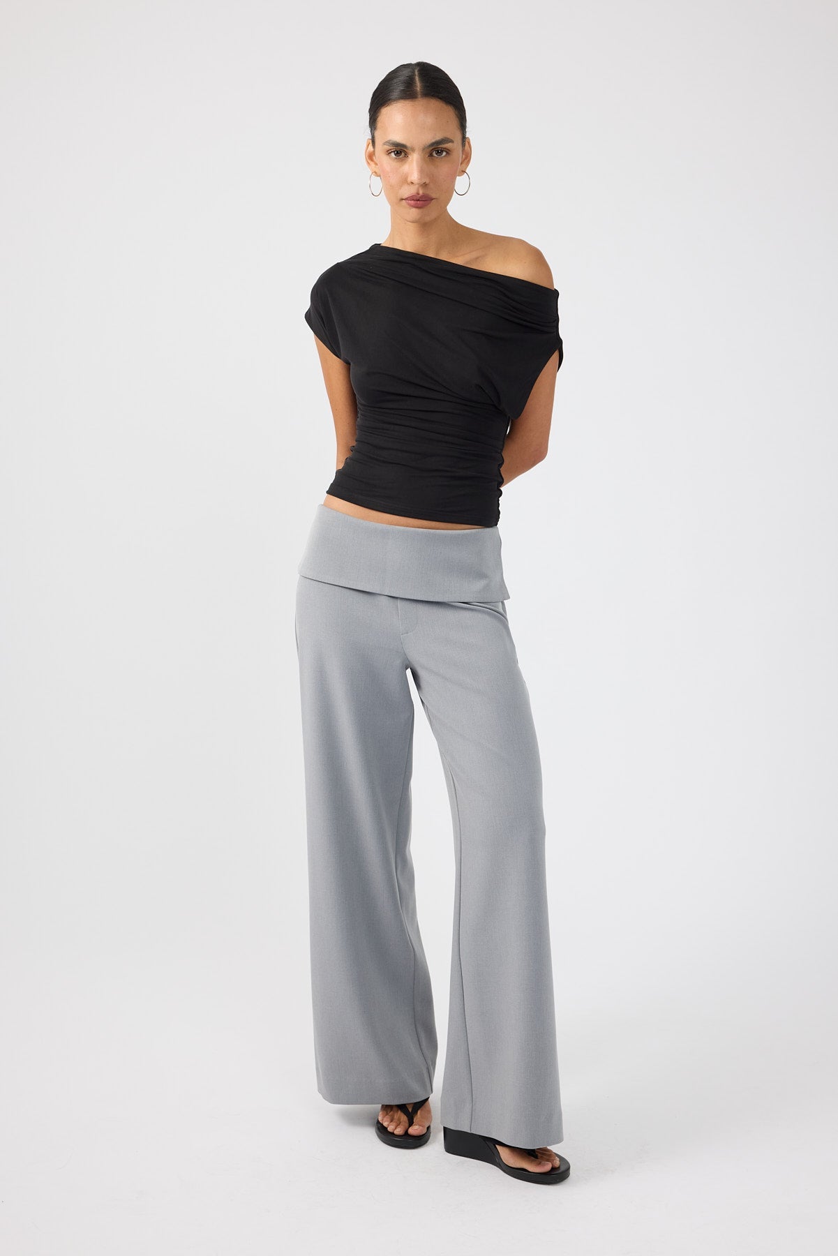 Fold Over Pant Grey