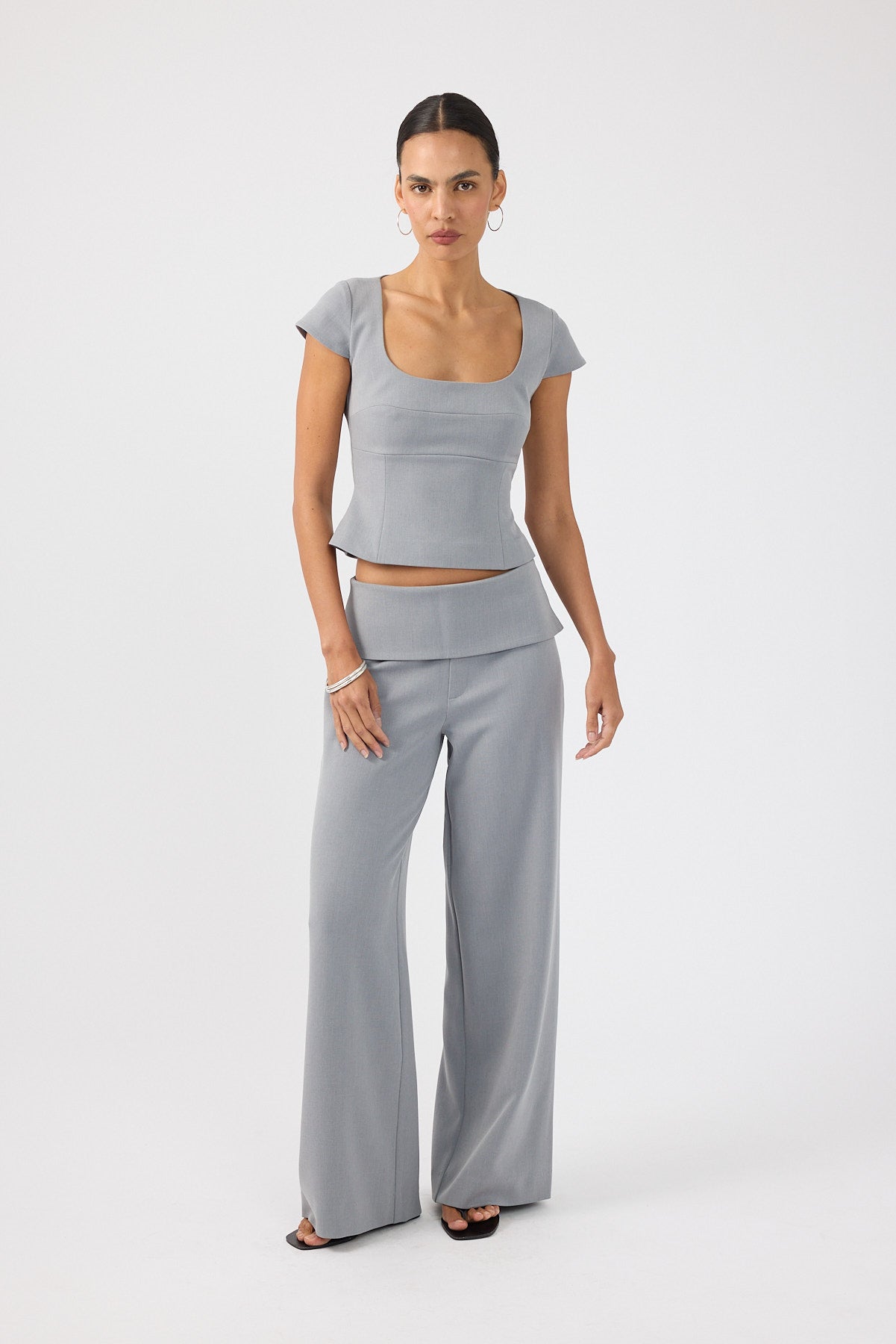 Fold Over Pant Grey
