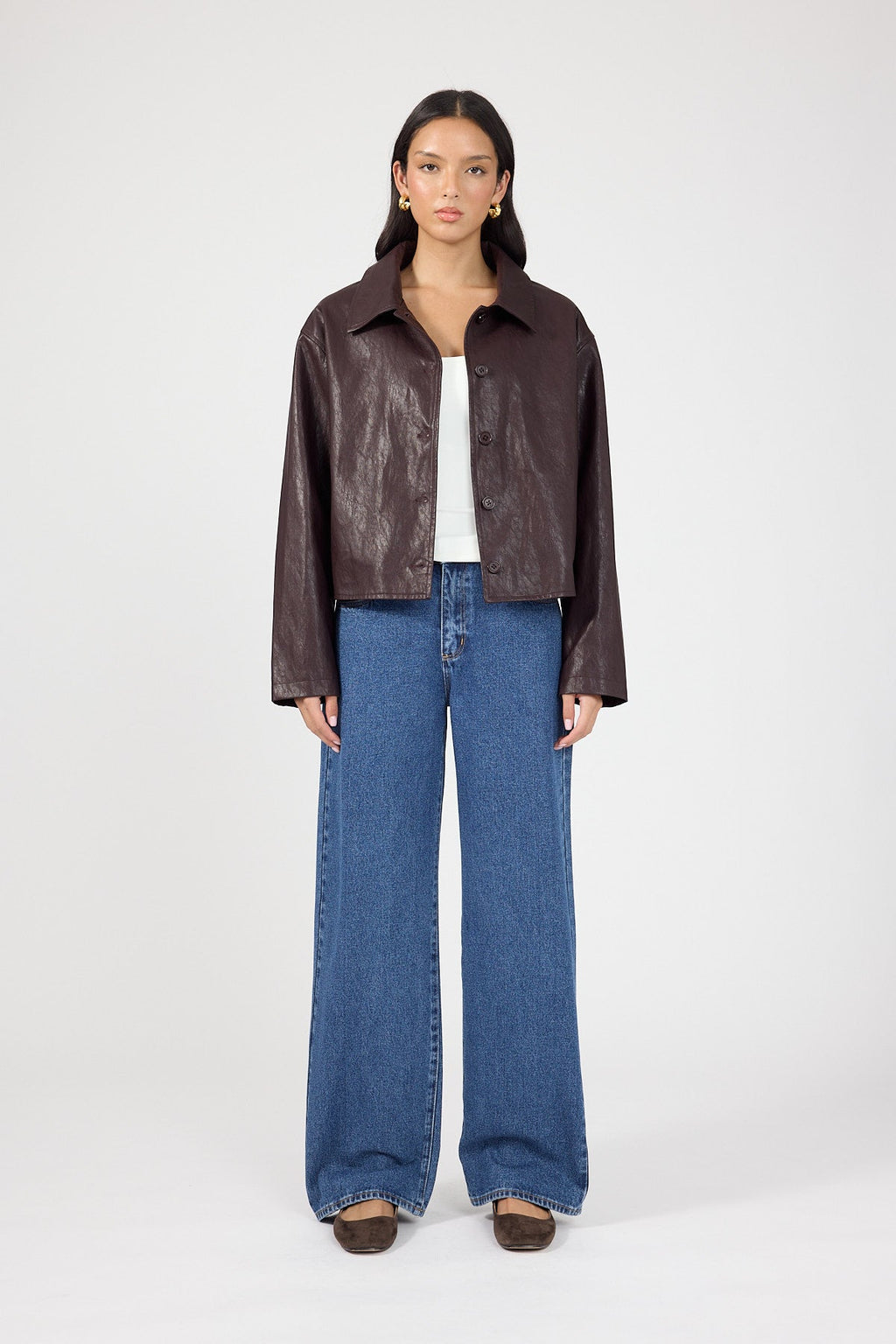Faux Leather Jacket Plum