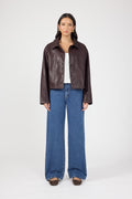 Faux Leather Jacket Plum