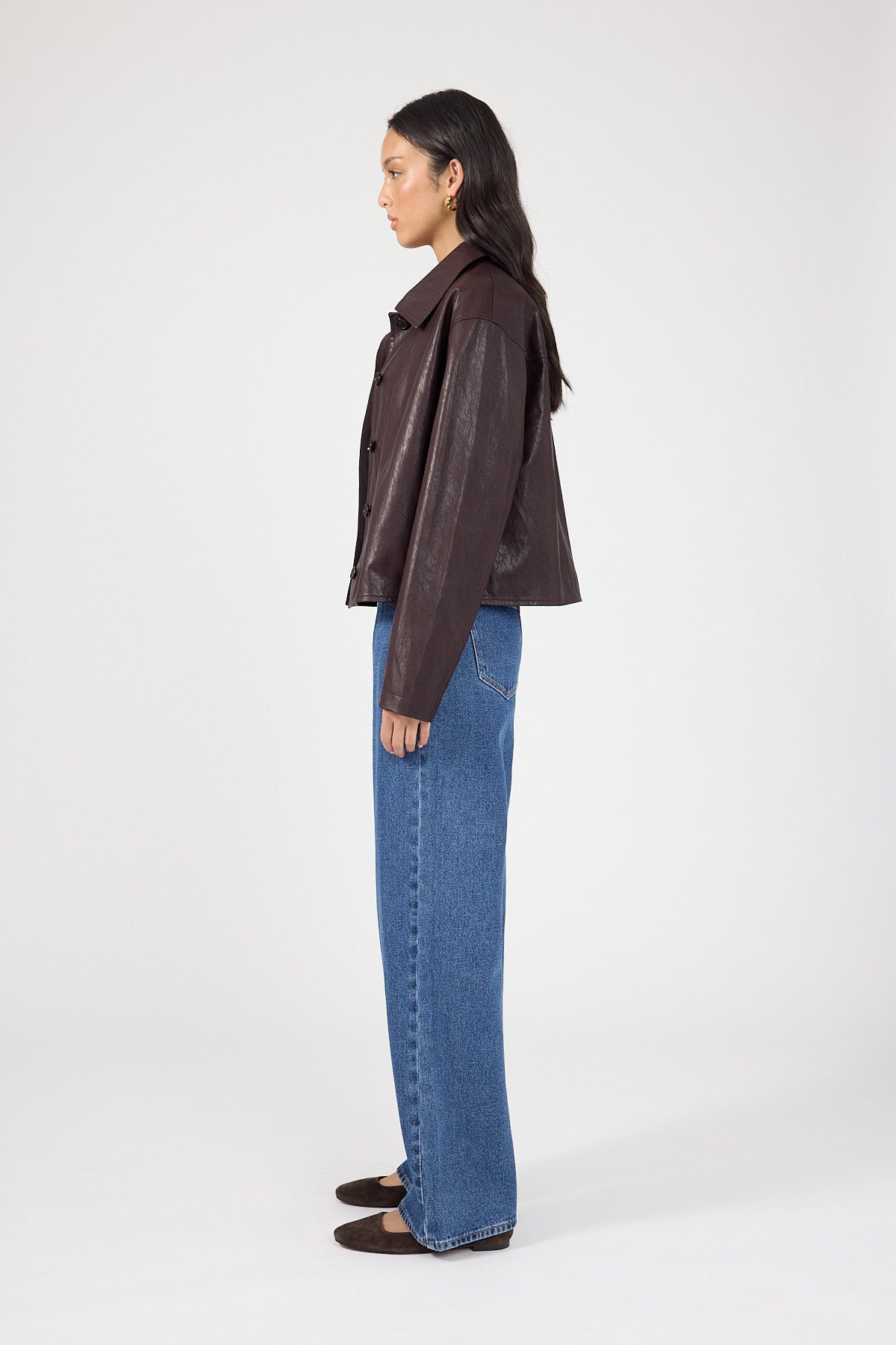 Faux Leather Jacket Plum