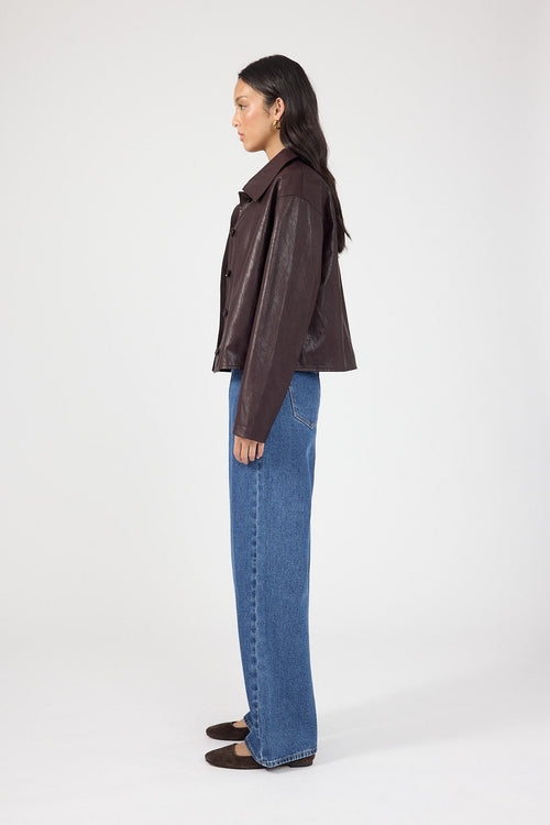 Faux Leather Jacket Plum
