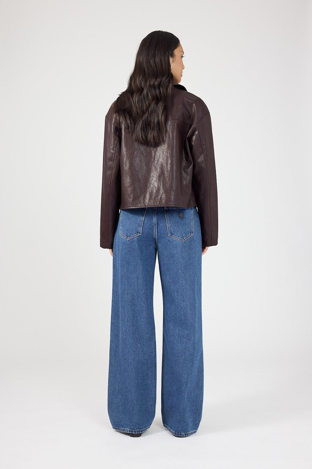 Faux Leather Jacket Plum