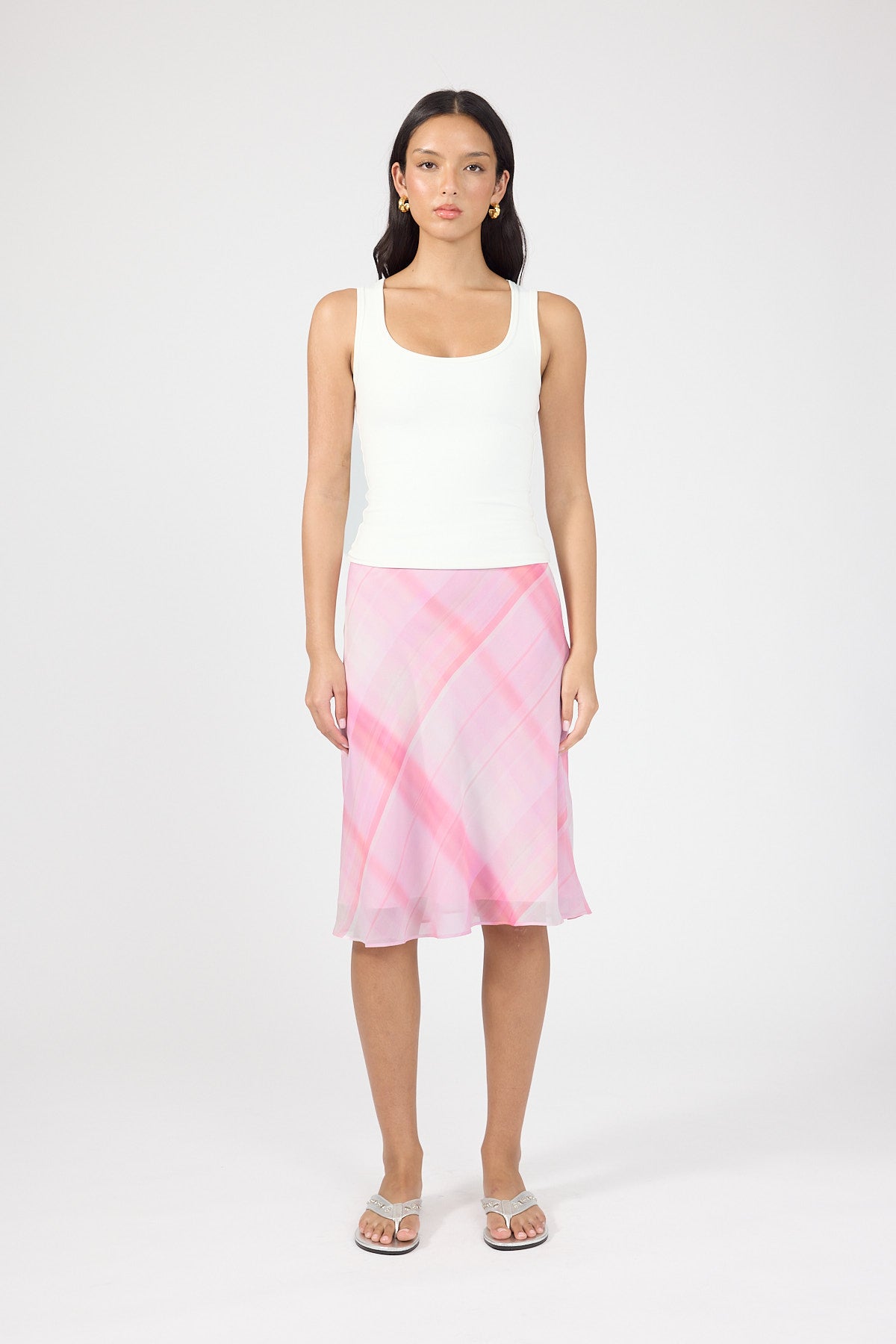 Midi Skirt Pink Check