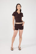 Knit Mini Shorts Brown