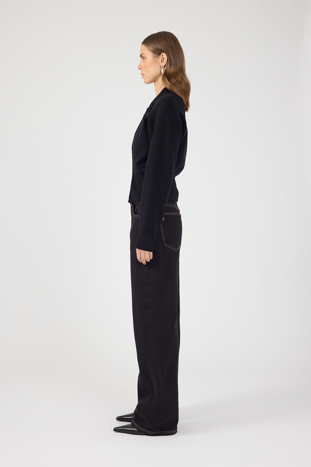 Zip Up Cardigan Black
