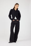 Zip Up Cardigan Black