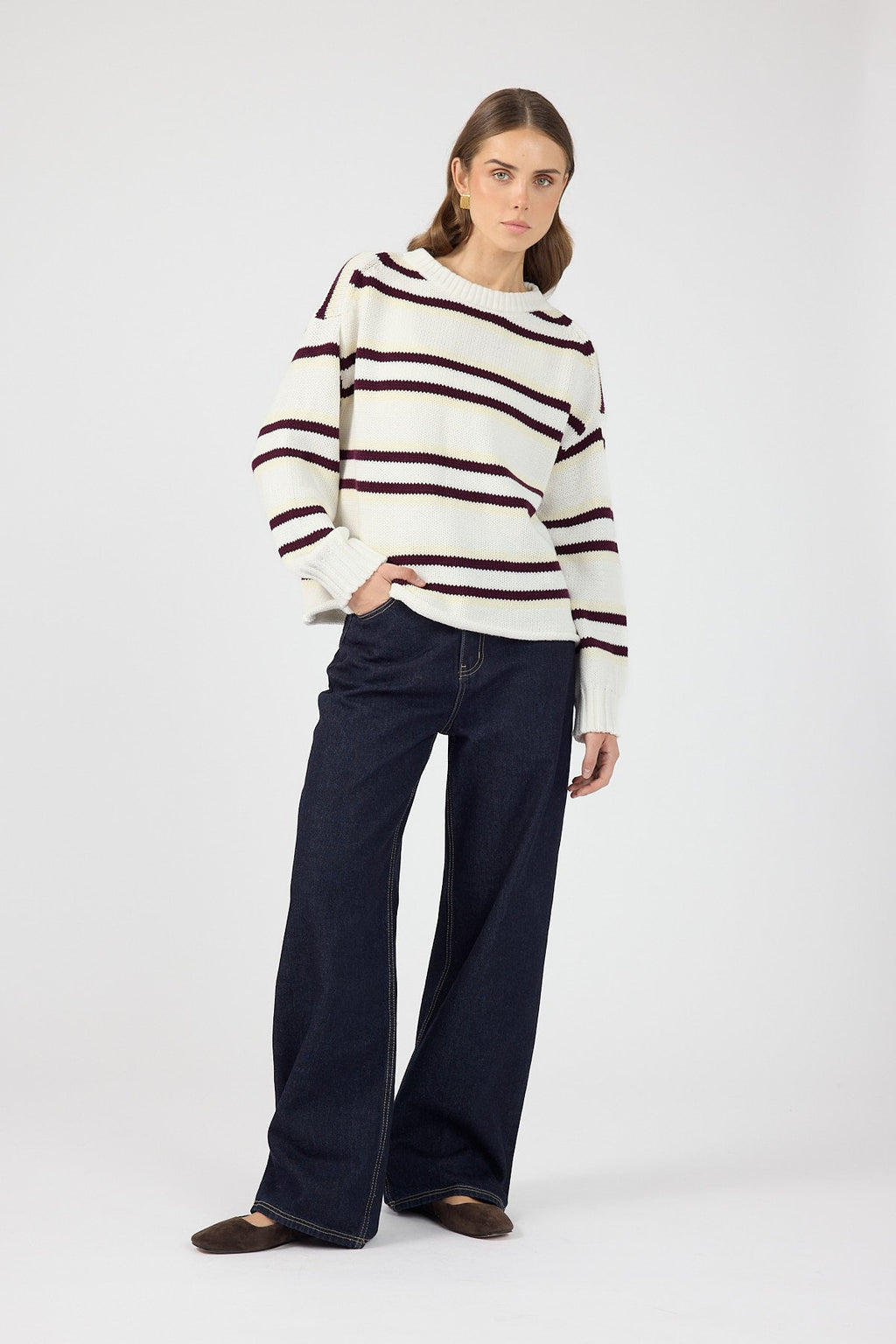 Stripe Knit Jumper Cream Stripe