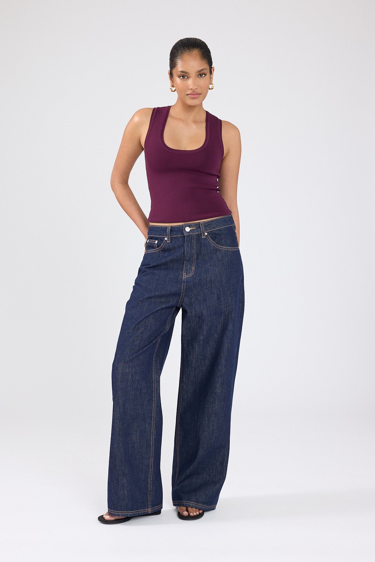 Knit Racer Top Plum