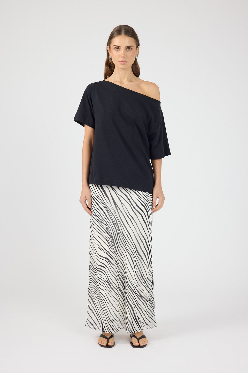 Maxi Skirt Black/White Stripe
