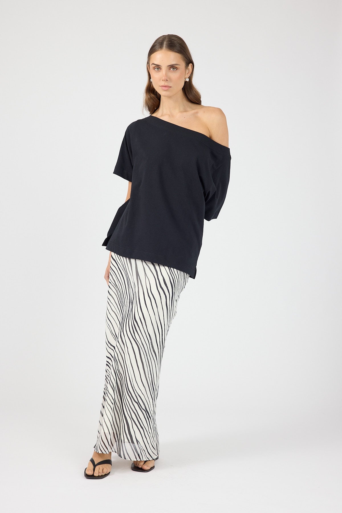 Maxi Skirt Black/White Stripe