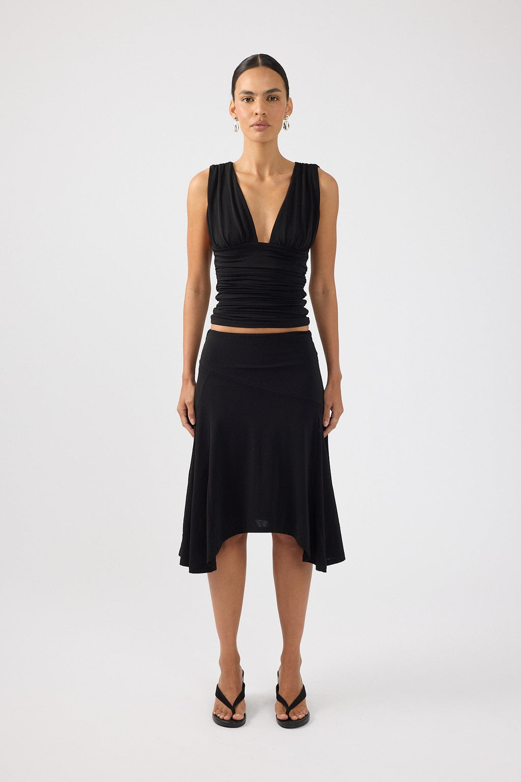 Asymmetrical Midi Skirt Black