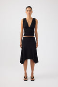 Asymmetrical Midi Skirt Black