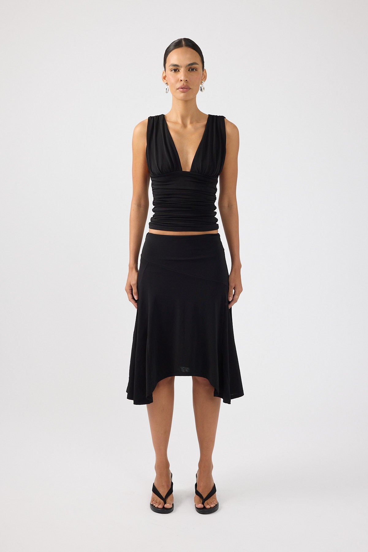 Asymmetrical Midi Skirt Black