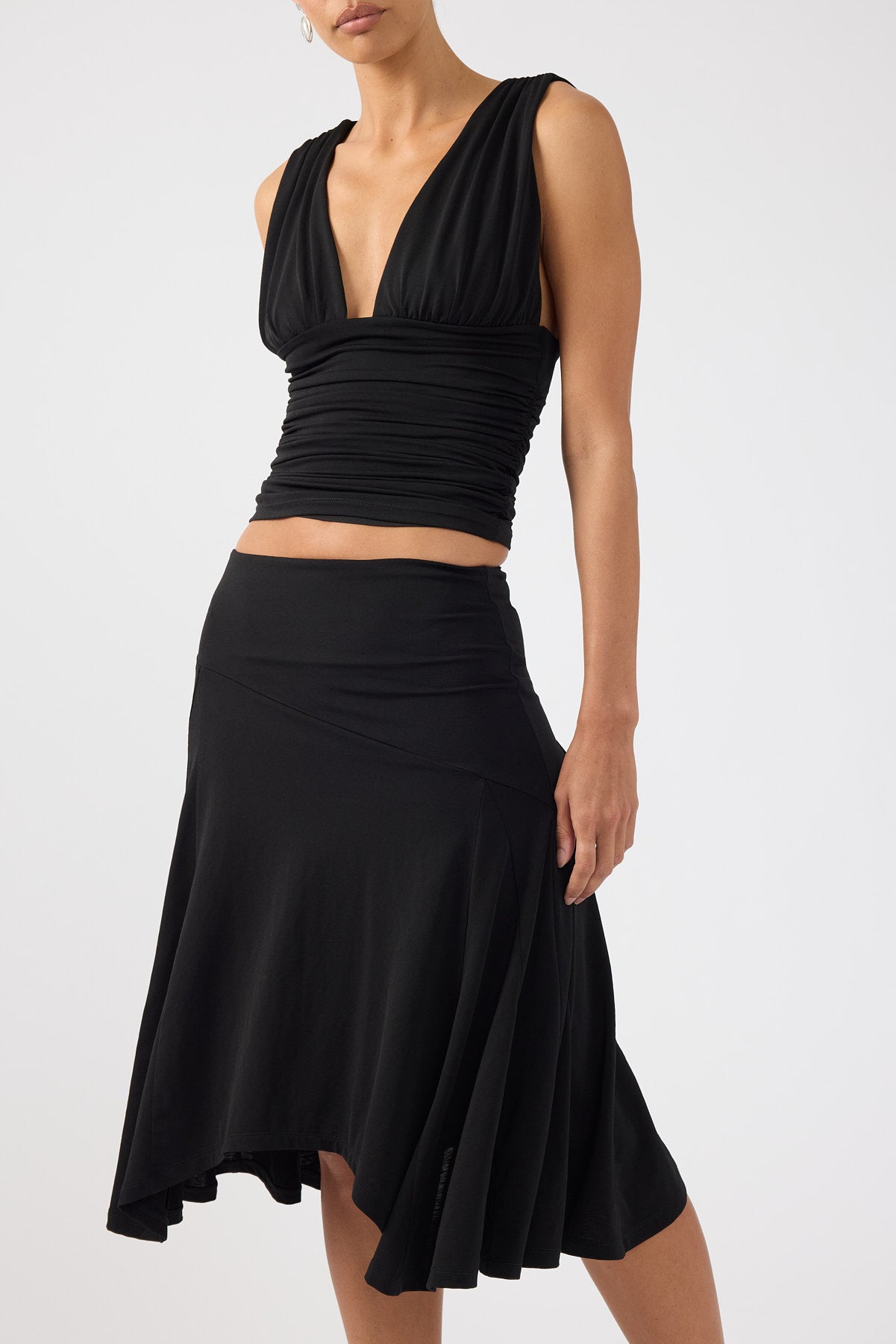 Asymmetrical Midi Skirt Black