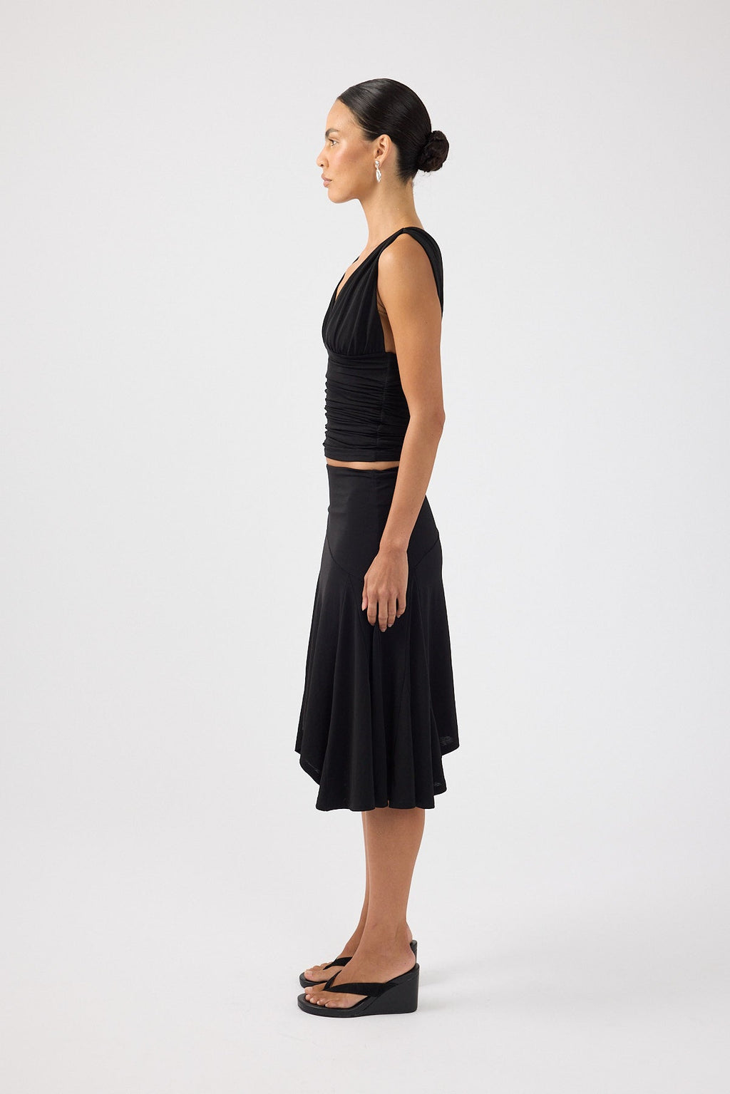 Asymmetrical Midi Skirt Black