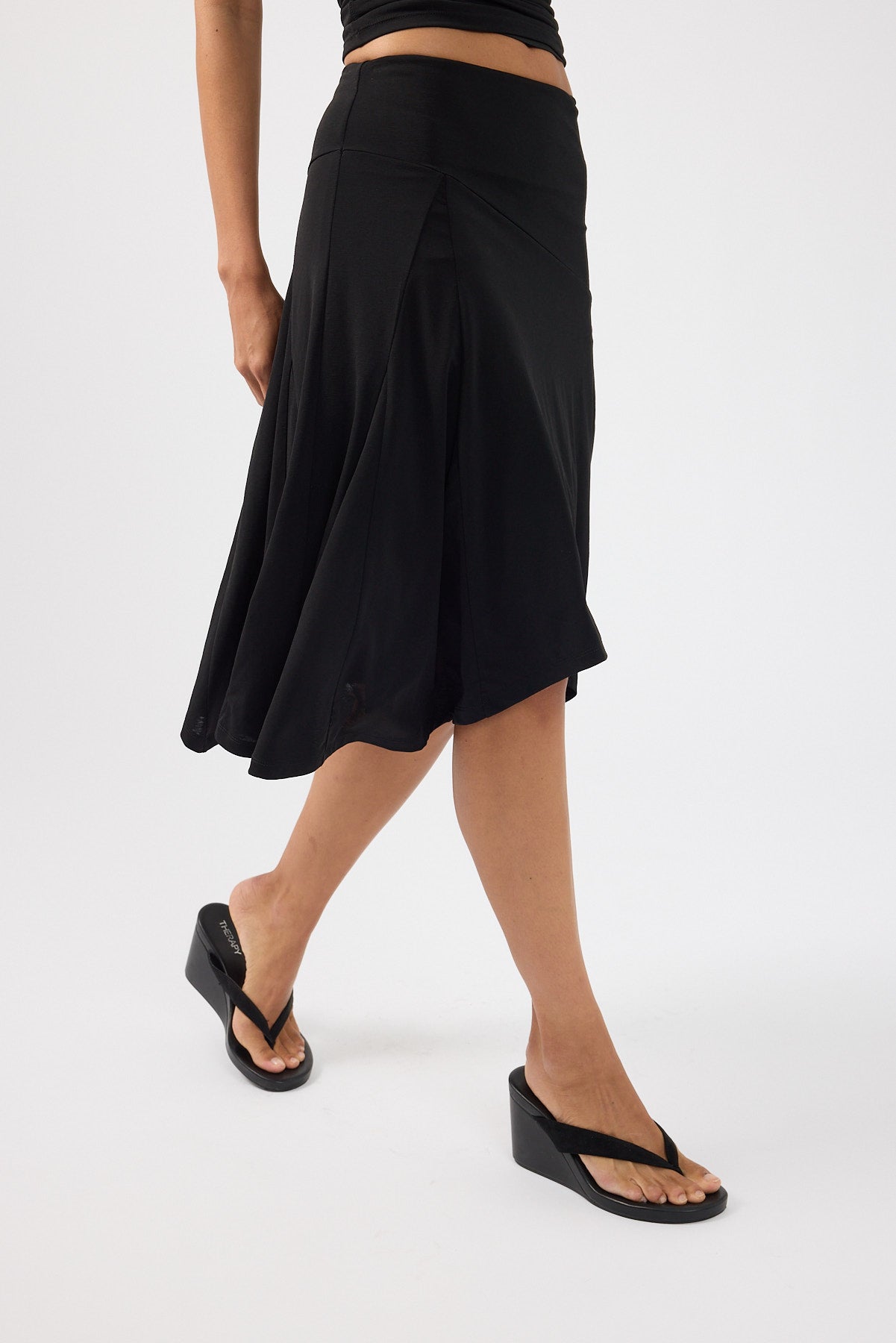 Asymmetrical Midi Skirt Black