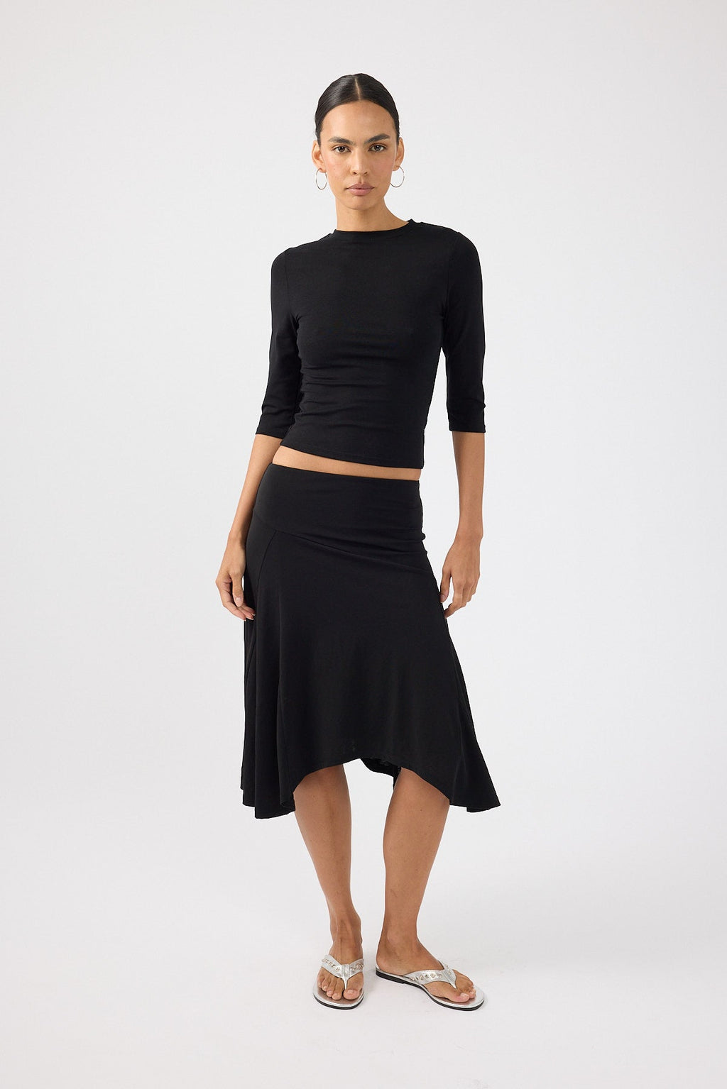 Asymmetrical Midi Skirt Black
