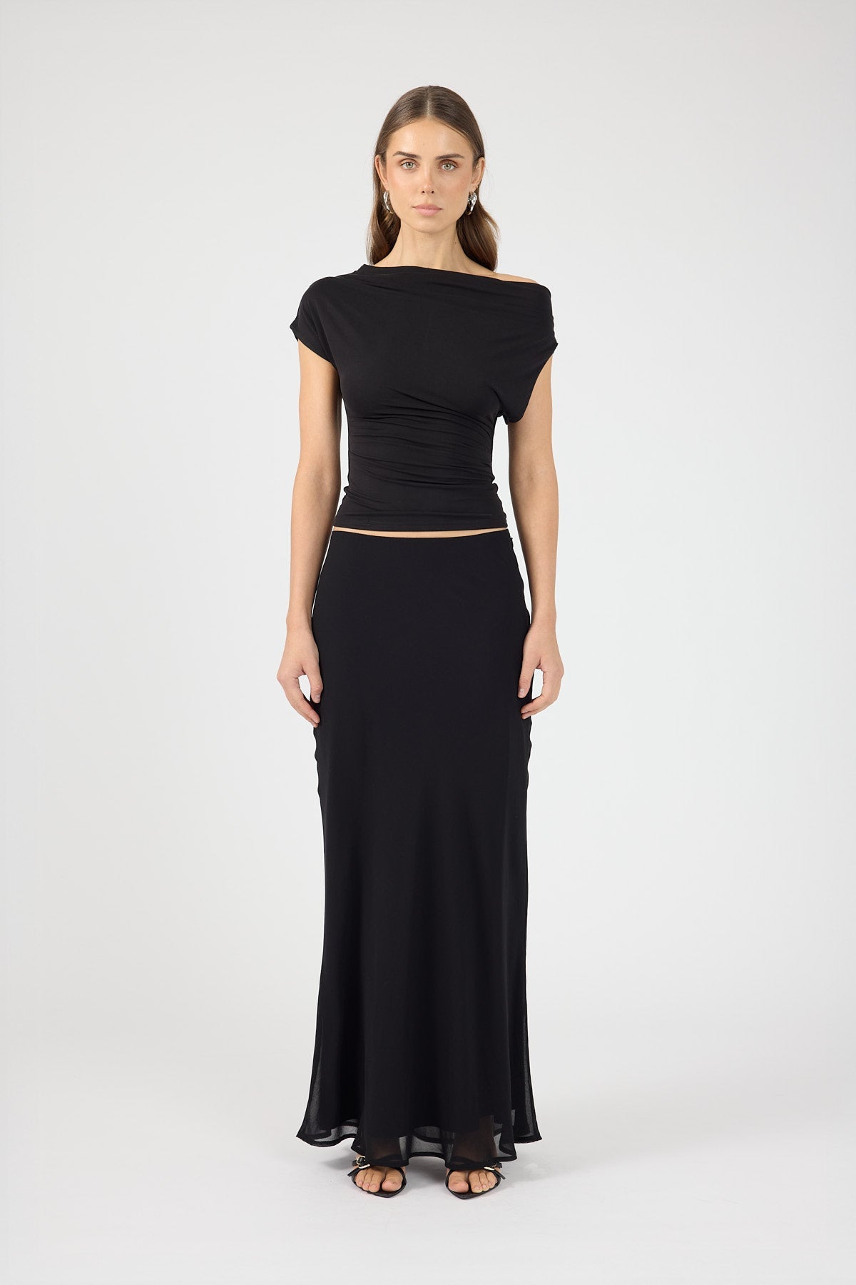 Chiffon Maxi Skirt Black