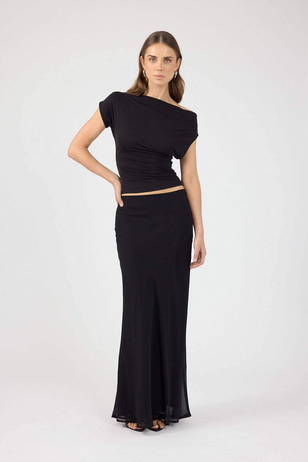 Chiffon Maxi Skirt Black