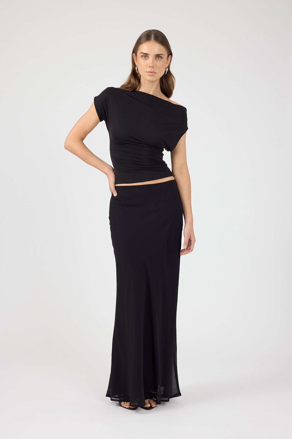 Chiffon Maxi Skirt Black