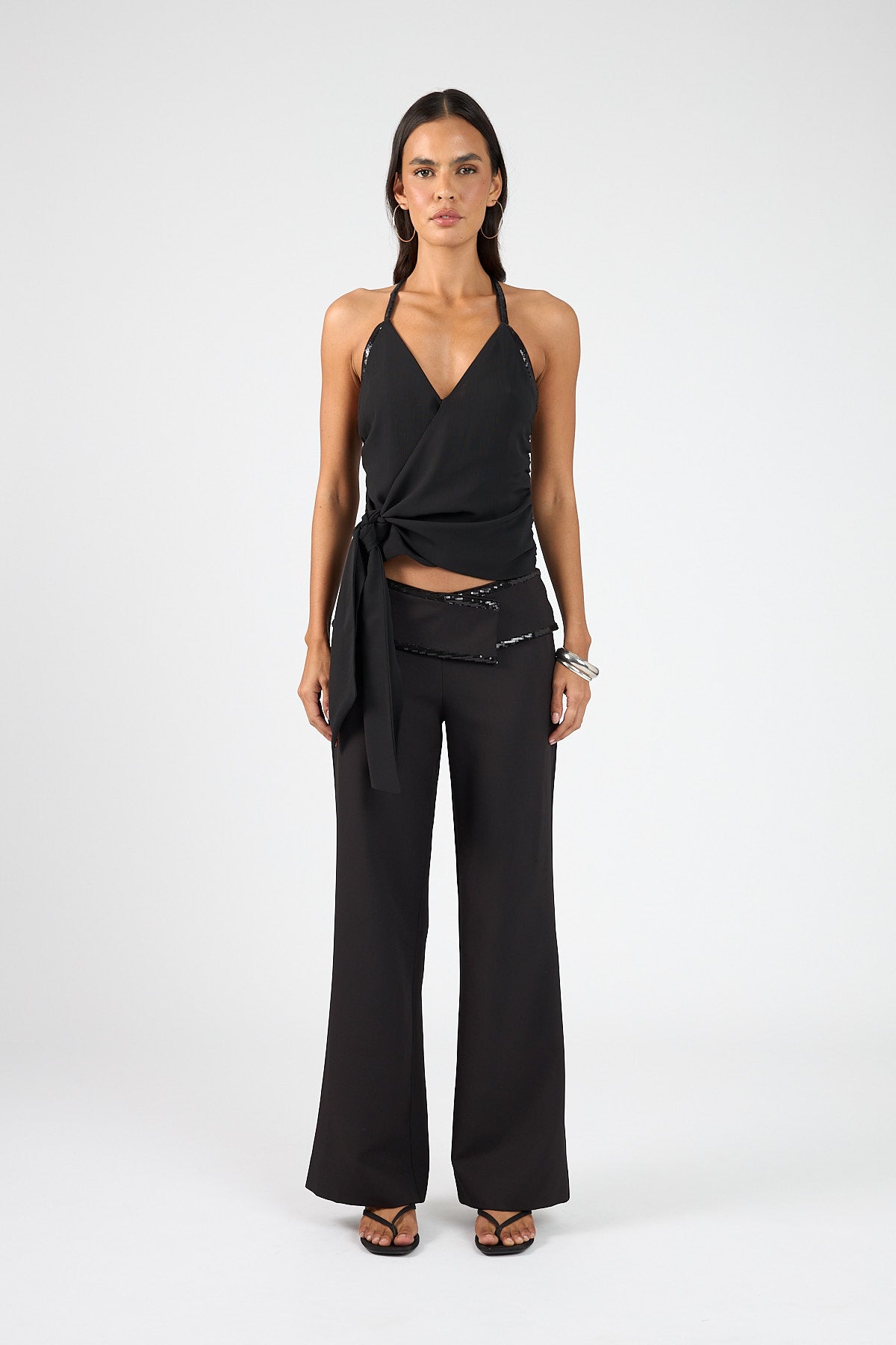 Mid Rise Pants Black
