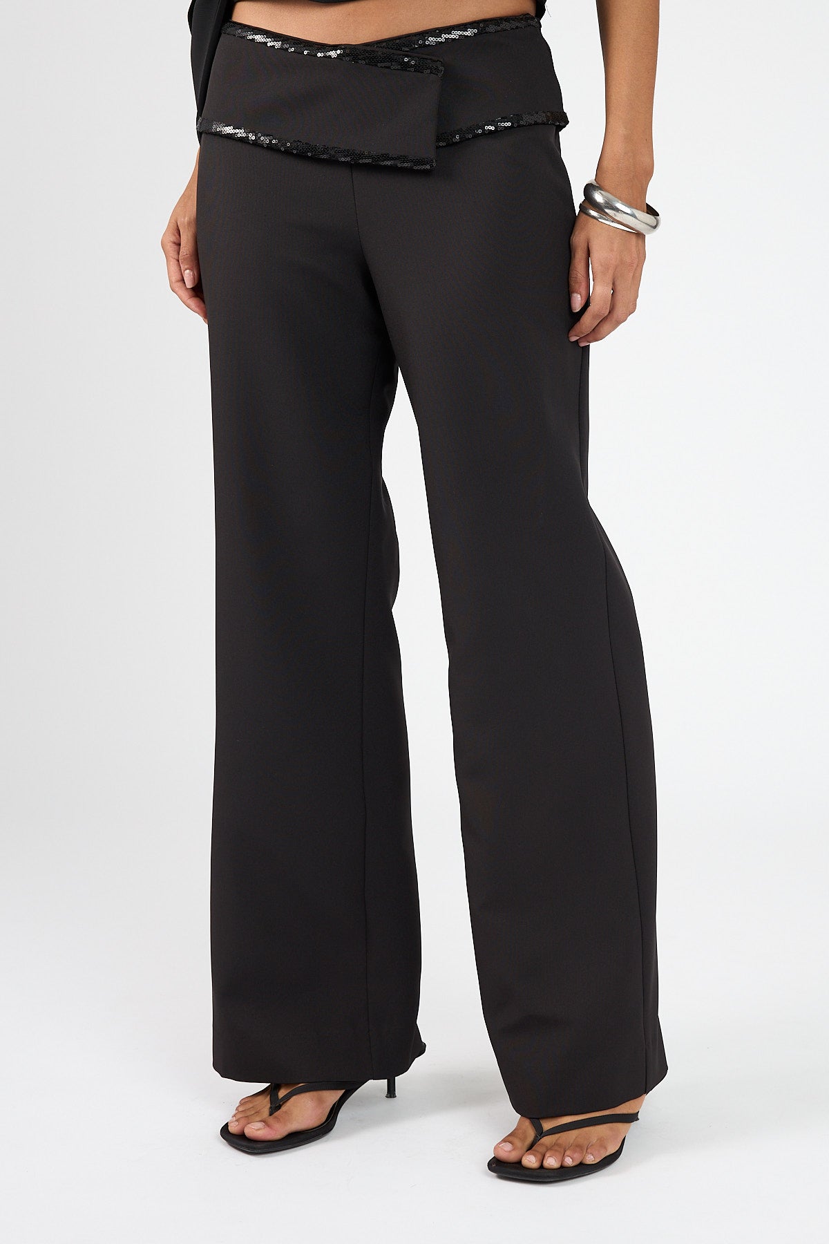 Mid Rise Pants Black