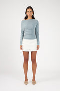 Suiting Mid Rise Skort White