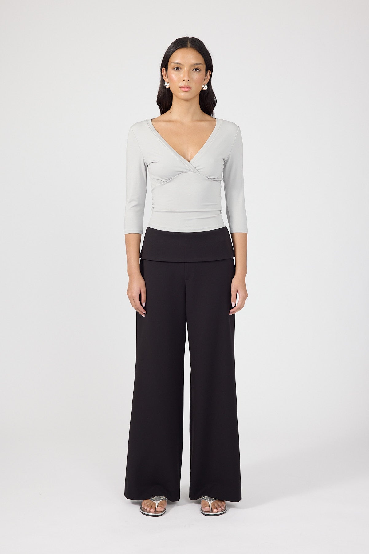 Fold Over Pant Black