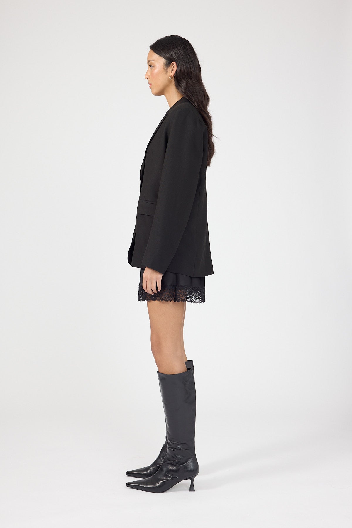 High Rise Lace Mini Skirt Black