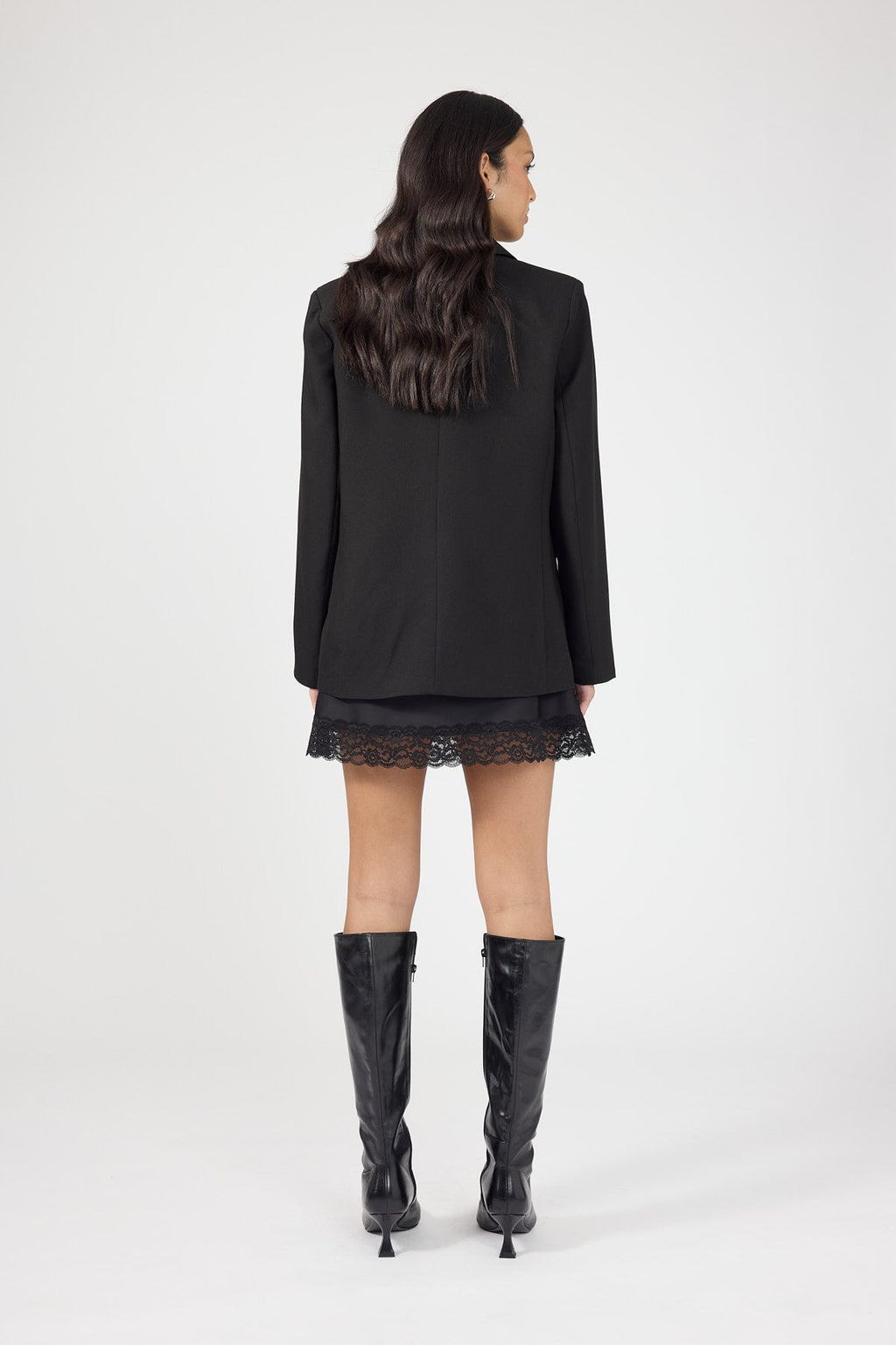 High Rise Lace Mini Skirt Black