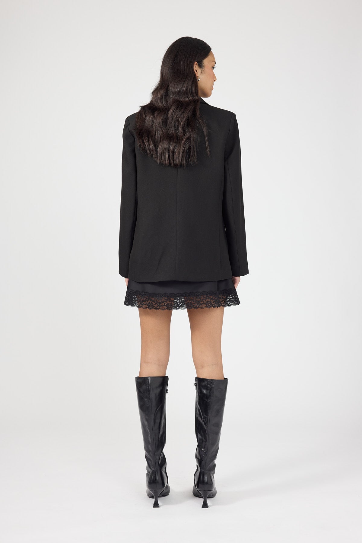 High Rise Lace Mini Skirt Black
