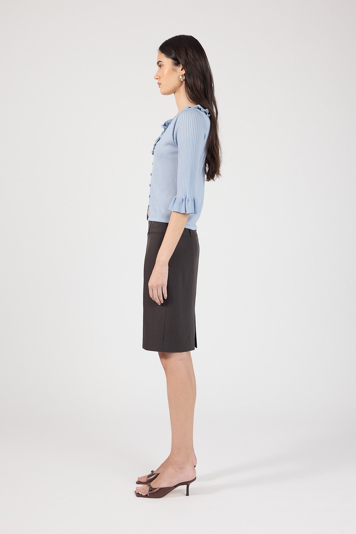3/4 Sleeve Knit Top Grey
