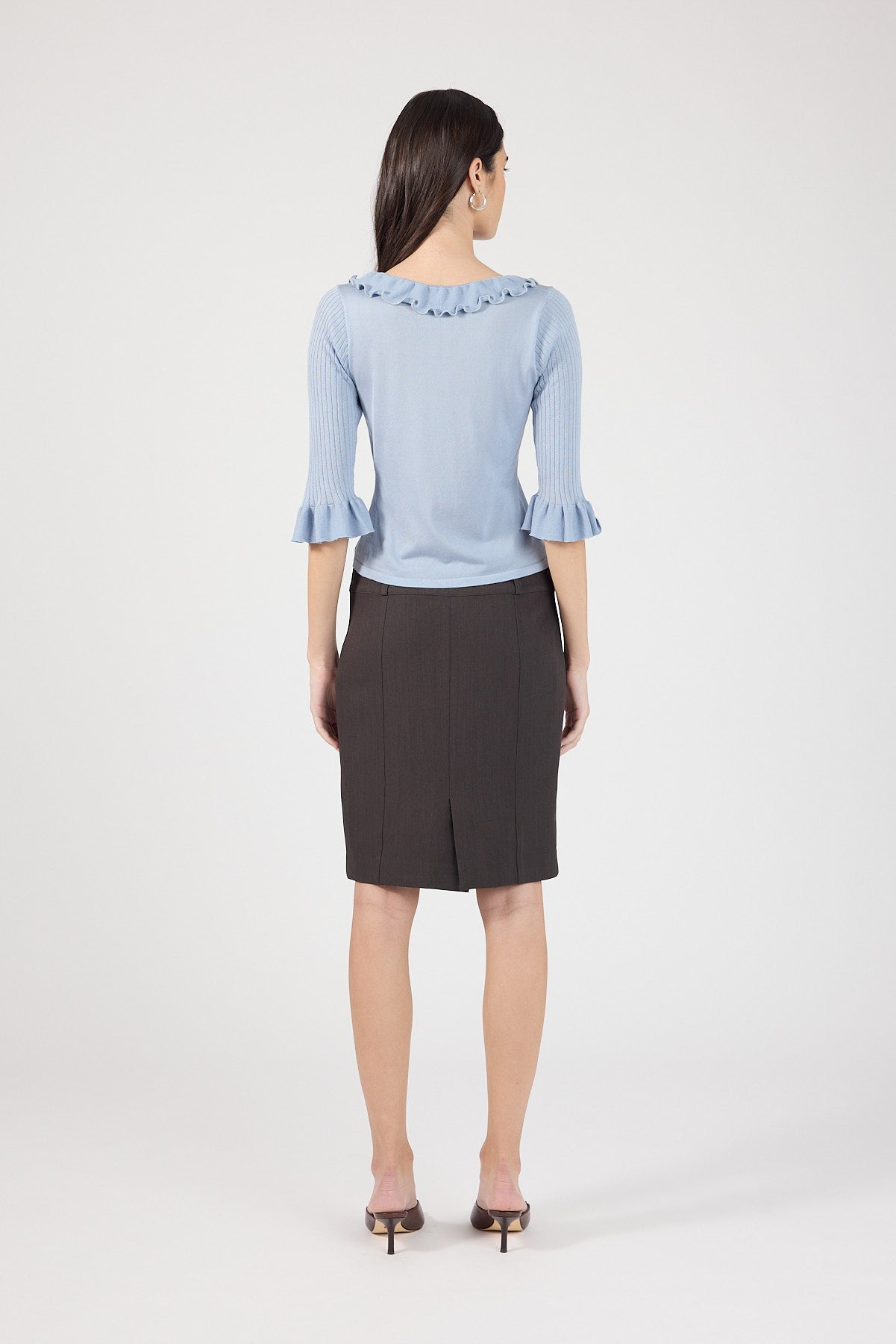 3/4 Sleeve Knit Top Grey